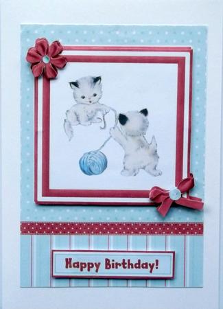 Cute Little Kittens Card Front with Decoupage by Hilary Shemmans