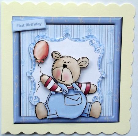 Balloon Teddy Bear Card and Topper by Hilary Shemmans