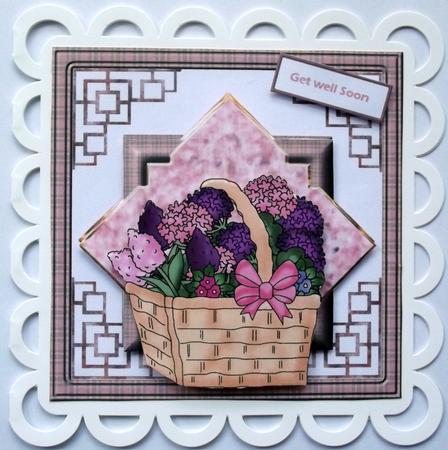Basket of Flowers Card with Decoupage by Hilary Shemmans