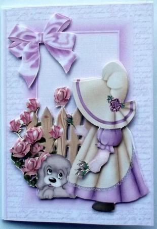 Little Girl in Cream and Dark Pink Bonnet by Hilary Shemmans