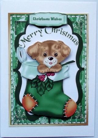 Lovely Puppy in a Boot ( Green ) by Hilary Shemmans