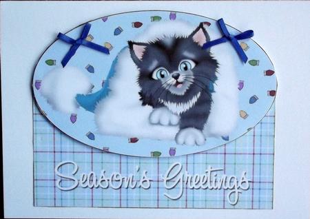 Blue Christmas Kitty Topper by Hilary Shemmans