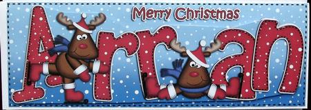 Merry Christmas Arran Rudolph Large Dl & 3D Decoupage by Hilary Shemmans