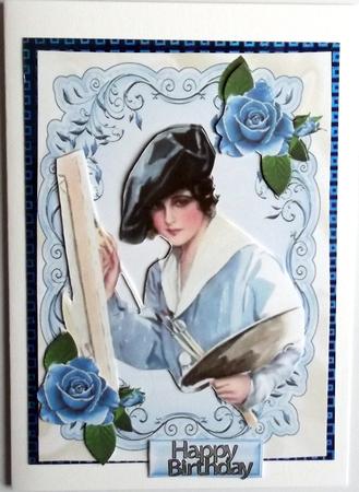 Vintage Edwardian Lady Artist with Roses by Hilary Shemmans