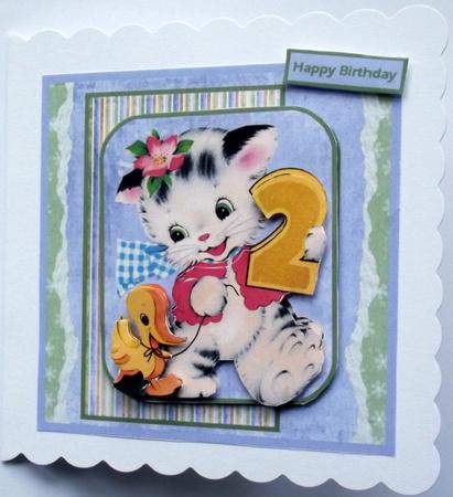Kitten with a Duck Card and Decoupage by Hilary Shemmans