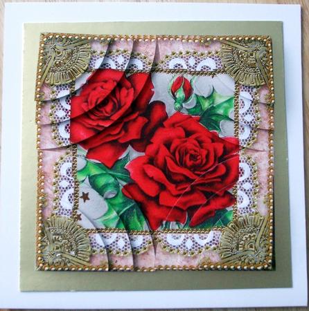 Red Roses All 4 Rounded Corner Card Front by Hilary Shemmans