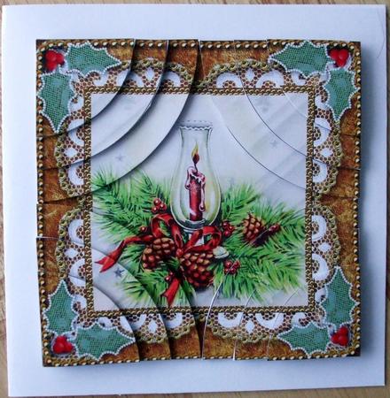 Candle Lantern 2 Lace All 4 Rounded Corner Card Front by Hilary Shemmans