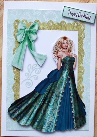 Elegant Lady in Green and Gold Gown by Hilary Shemmans