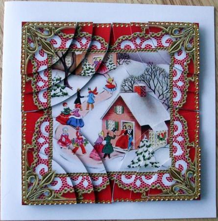 Party House 1 Lace All 4 Rounded Corner Card Front by Hilary Shemmans