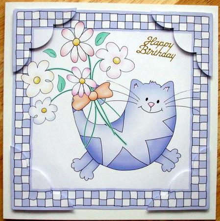 Cute Cat - 8 x 8 Scalloped Corner Topper  by Hilary Shemmans