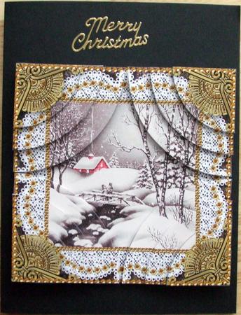Christmas Snow Scene All 4 Rounded Corner Card Front by Hilary Shemmans