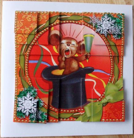 Happy Mouse Circle Snow All 4 Corner Stacker Card Front by Hilary Shemmans