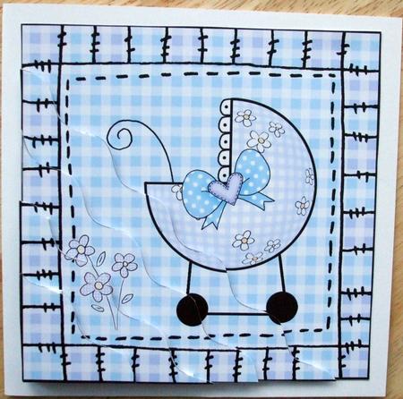Baby Boy Pram Wavy Corner Side Stacker Topper by Hilary Shemmans