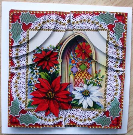 Poinsettia Window All 4 Rounded Corner Card Front by Hilary Shemmans