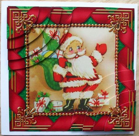 Cute Santa 6 Inch Duo Corner Stack Card Front by Hilary Shemmans