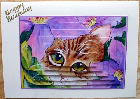 Cat Behind a Clematis by Hilary Shemmans