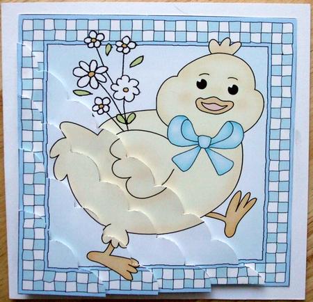 Little Chick Scallop Corner Side Stacker Topper by Hilary Shemmans