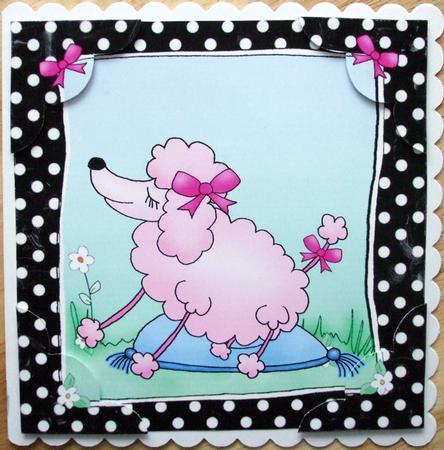 8 x 8 Cute Poodle Scalloped Corner Topper by Hilary Shemmans