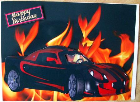 Sports Car in Flame Background by Hilary Shemmans