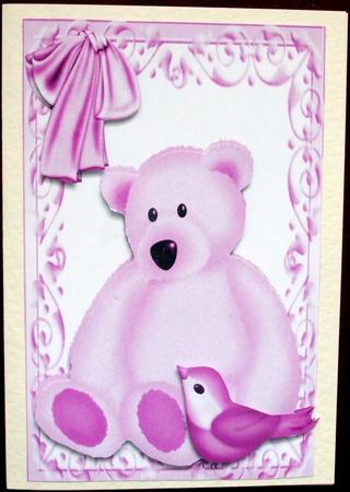 Pink Teddy with Cute Little Bird by Hilary Shemmans