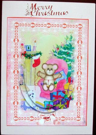 Westie at Home for Christmas Decoupage with Lace Border by Hilary Shemmans