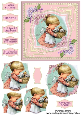 8 Sweet Girls Card Toppers  by Hilary Hallas