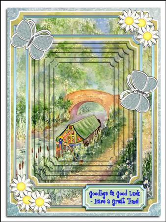An Original Watercolour Painting of a Barge Boat, designer resource, card topper by Hilary Hallas