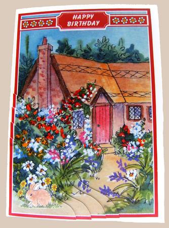 Thatched Cottage and Garden Original Watercolour Painting by Hilary Hallas