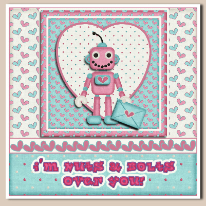 Nuts & Bolts Valentine Robots 3 Clip Art by Hilary Hallas