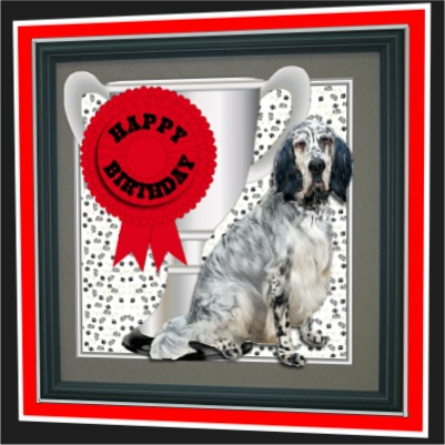 English Setter Trophy & Rosette 8x8 Card by Hilary Hallas