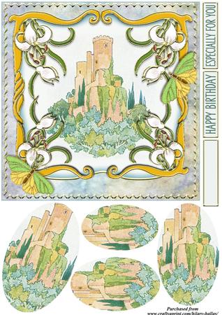 Art Nouveau Lily Corners Digital Stamps by Hilary Hallas