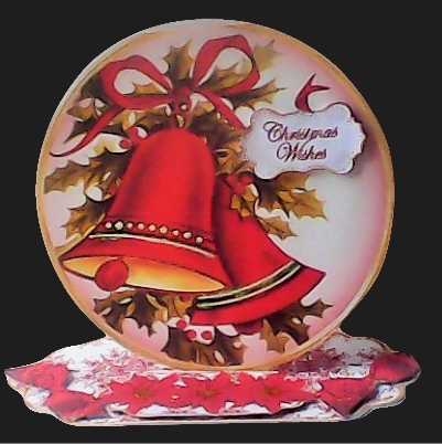Red Bells Christmas Wishes Circle Easel Card Mini Kit by Hilary Hallas