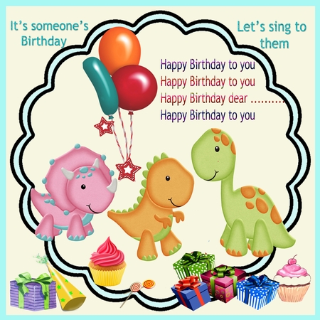 DINOSAURS SING HAPPY BIRTHDAY by Hilda Mullinger