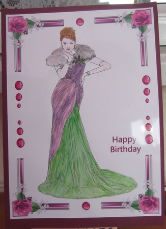 Painted lady in evening gown by Hilda Mullinger