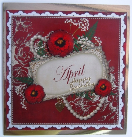 Red Giant Poppy April 8in Vintage Decoupage Topper by Hilda Mullinger