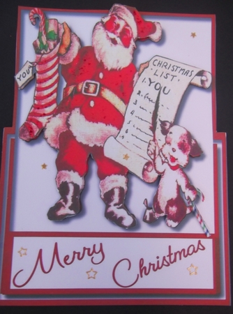 Lovely Over the Edge Santa and His Dog by Hilda Mullinger