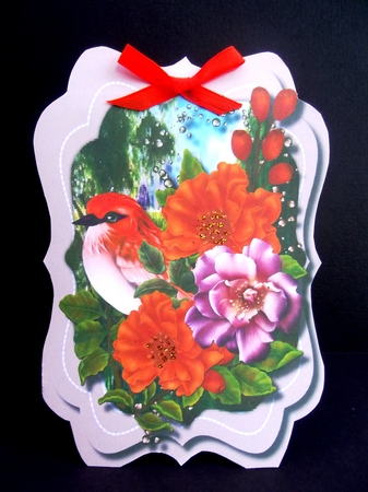 Tent card , Bird on a Branch  4 by Hilda Mullinger