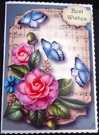Sheet Music & Butterflies - Camellias A5 by Hilda Mullinger