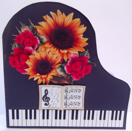 Baby Grand Piano - Black 11 - Summer Flowers by Hilda Mullinger