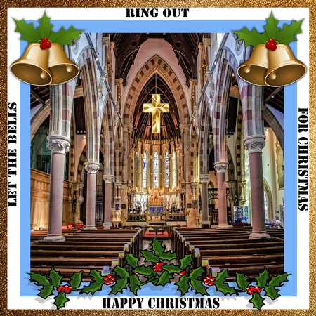 Christmas Bells and Holly Decoupage by Hilda Mullinger