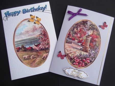 two pretty floral scenes toppers with butterflies Featured Gallery Photo