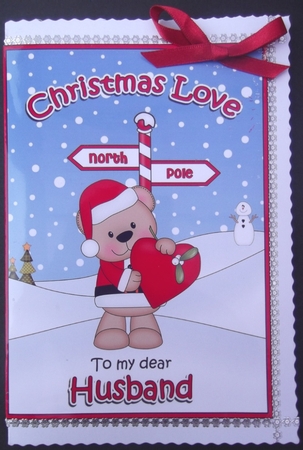 5 x 7 Quick Cut and Fold Card - Christmas Love to My Dear HUSBAND by Hilda Mullinger