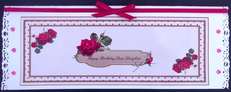 Red roses large DL card (Daughter) by Hilda Mullinger