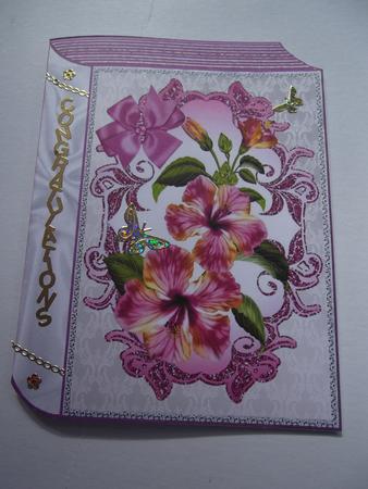 Spring Lilies with Bow in Sparkle Frame Folded Book by Hilda Mullinger