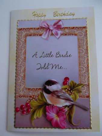 A Little Birdie Told Me Card Front with Decoupage Featured Gallery Photo