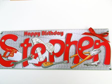 Large Dl Birthday Stephen DIY Tools 3D Decoupage by Hilda Mullinger