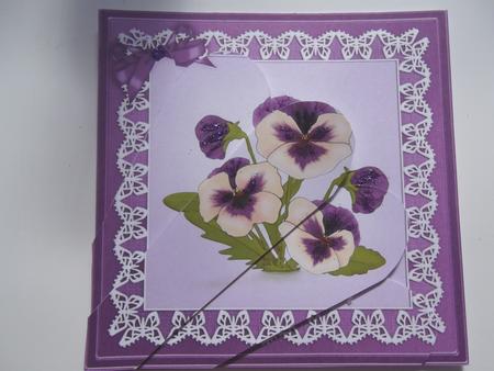 Pansy on Butterfly Lace Fan Pyramage Topper by Hilda Mullinger