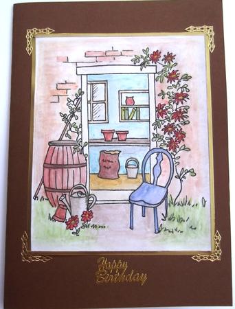 Potting Shed Digital Stamp and Watercoloured Digital Stamp by Hilda Mullinger