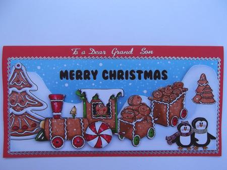 Dl Gingerbread Train Card Front by Hilda Mullinger