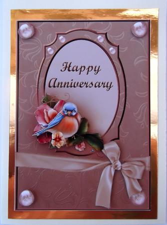 Anniversary Blue Bird Card Front by Hilda Mullinger